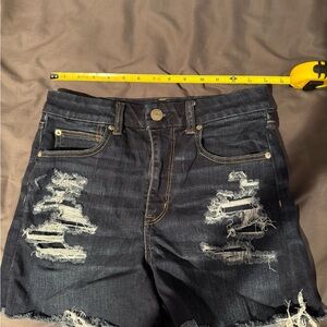 American eagle size 8 curvy hi-rise shortie jean shorts